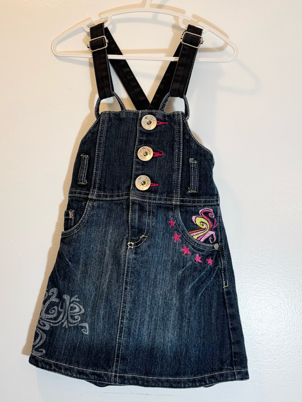 Vintage Y2K Roméo & Juliette Tribal Star Embroidered Denim Jumper Dress 4 Summer